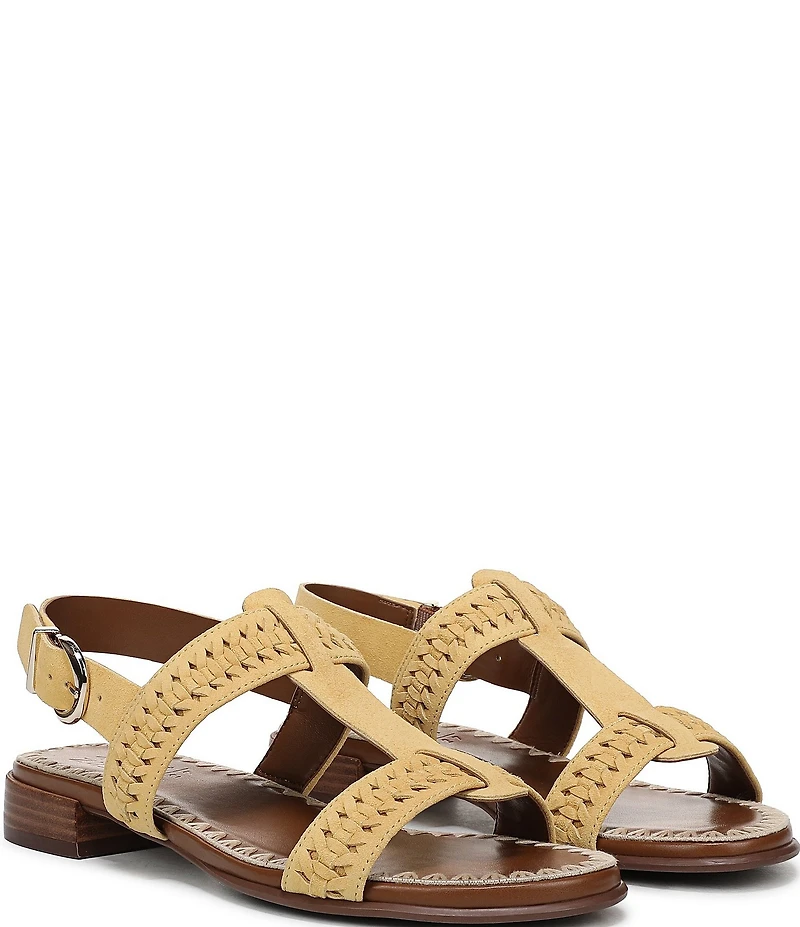 Naturalizer Nia Suede Buckle Hardware T-Strap Ankle Wrap Sandals