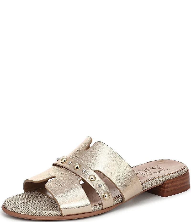 Naturalizer Niche Metallic Leather and Stud Slide Sandals