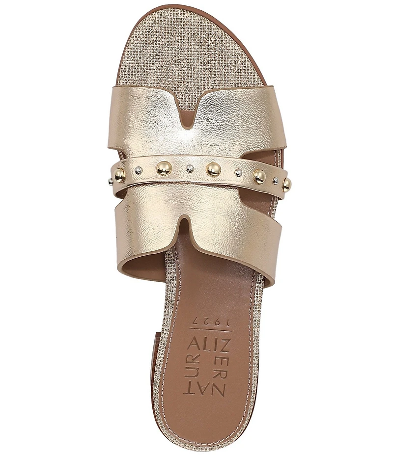 Naturalizer Niche Metallic Leather and Stud Slide Sandals