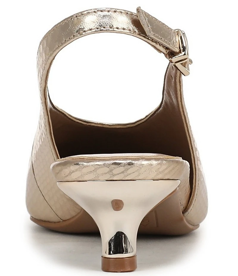 Naturalizer Nicolette Metallic Embossed Snake Leather Slingback Kitten Heel Pumps