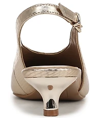 Naturalizer Nicolette Metallic Embossed Snake Leather Slingback Kitten Heel Pumps