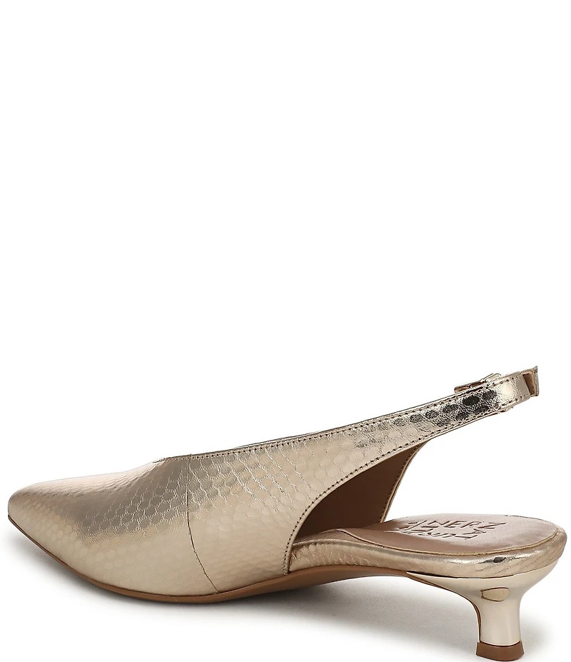Naturalizer Nicolette Metallic Embossed Snake Leather Slingback Kitten Heel Pumps