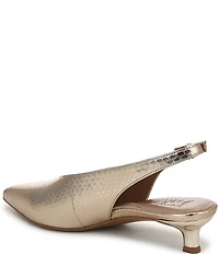 Naturalizer Nicolette Metallic Embossed Snake Leather Slingback Kitten Heel Pumps