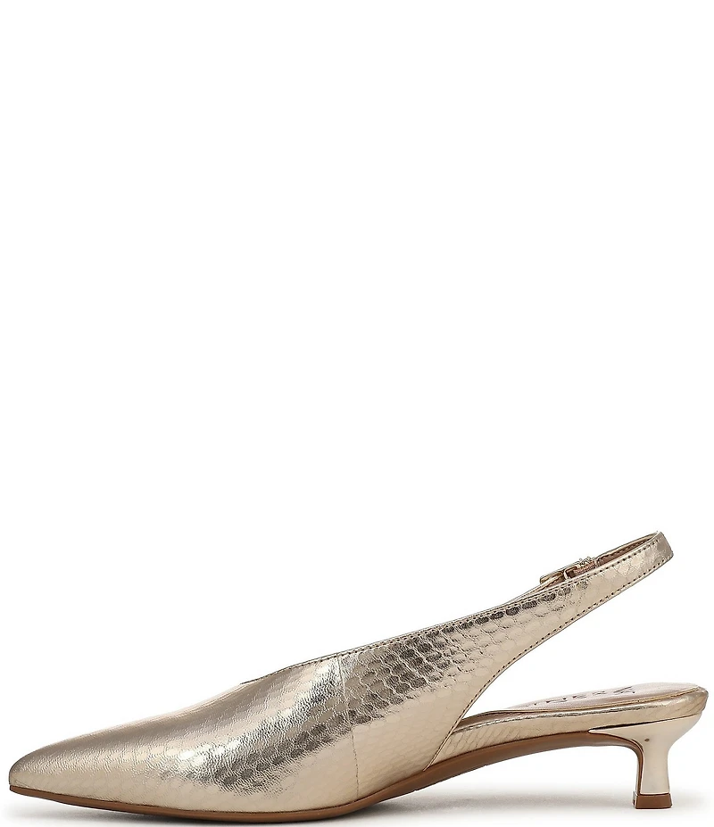 Naturalizer Nicolette Metallic Embossed Snake Leather Slingback Kitten Heel Pumps