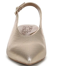 Naturalizer Nicolette Metallic Embossed Snake Leather Slingback Kitten Heel Pumps