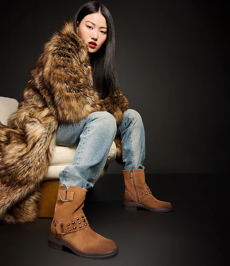 Naturalizer Optimus Studded Suede Hardware Ankle Booties