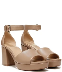 Naturalizer Pearlyn Leather Ankle Strap Platform Sandals