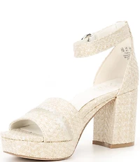 Naturalizer Pearlyn Raffia Ankle Strap Platform Dress Sandals