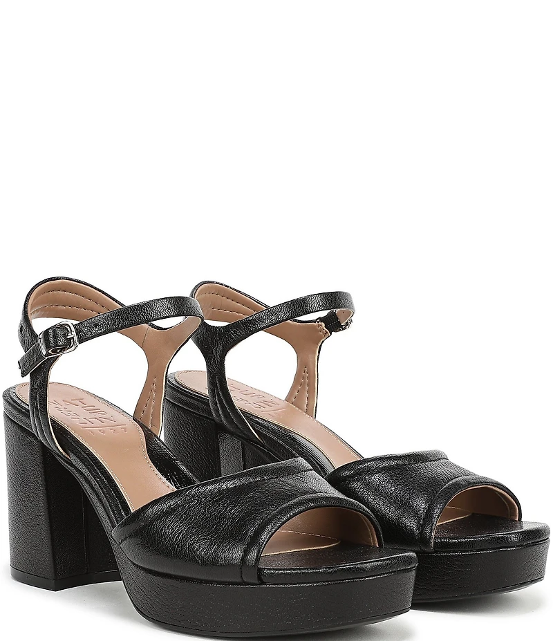 Naturalizer Petra Leather Ankle Wrap Platform Dress Sandals
