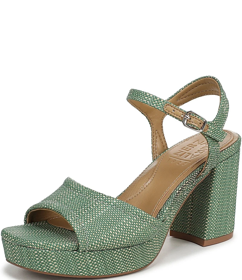 Naturalizer Petra Raffia Ankle Wrap Platform Dress Sandals