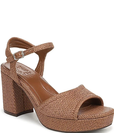 Naturalizer Petra Raffia Ankle Wrap Platform Dress Sandals