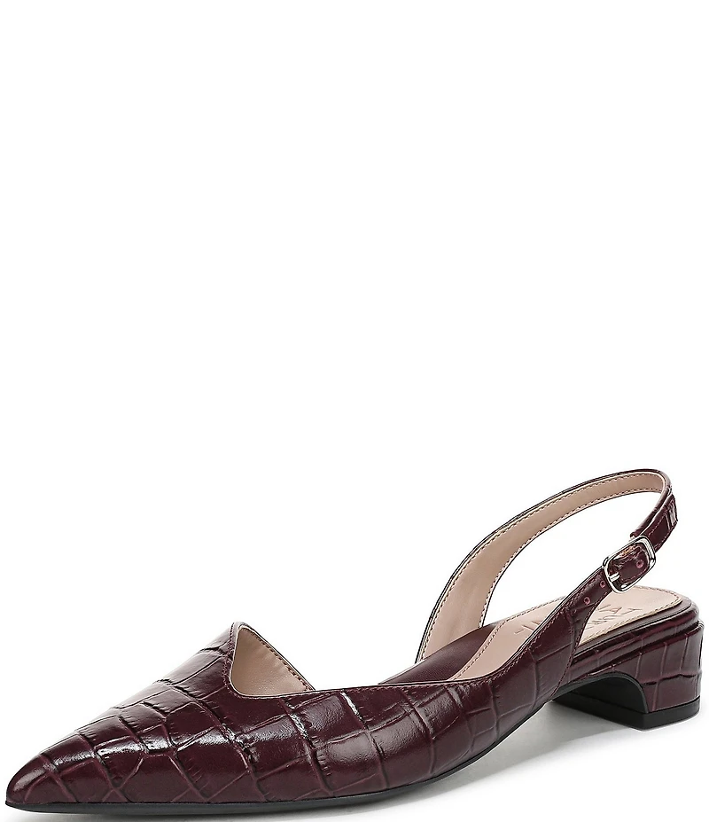 Naturalizer Rhett Croco Embossed Leather Pointed Toe Slingback Pumps