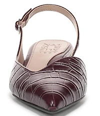 Naturalizer Rhett Croco Embossed Leather Pointed Toe Slingback Pumps