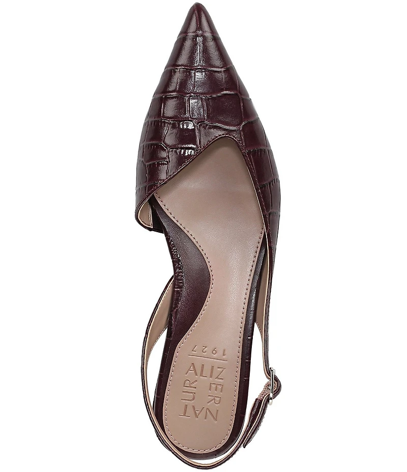Naturalizer Rhett Croco Embossed Leather Pointed Toe Slingback Pumps