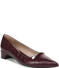 Naturalizer Rumi Croco Embossed Leather Twist Bar Pointed Toe Pumps