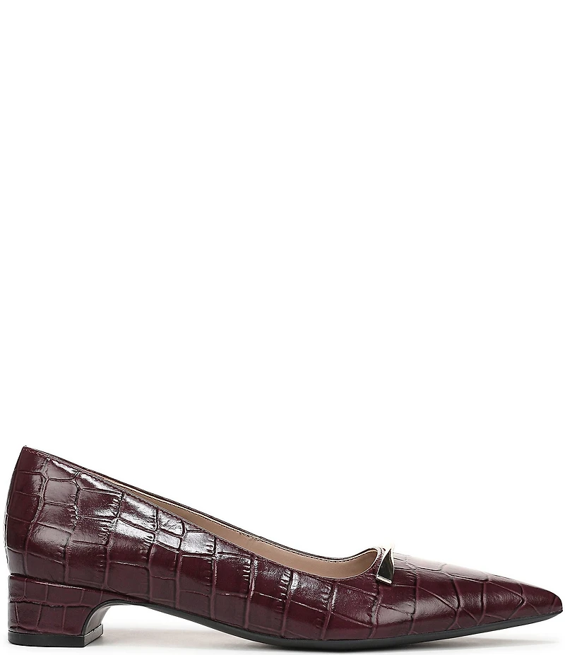 Naturalizer Rumi Croco Embossed Leather Twist Bar Pointed Toe Pumps