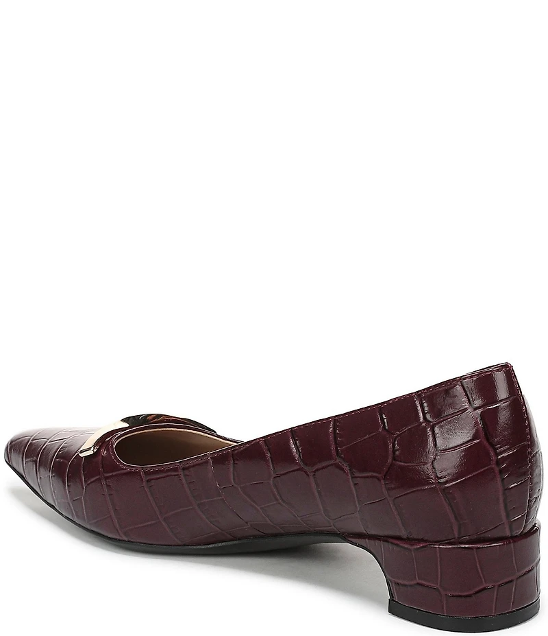 Naturalizer Rumi Croco Embossed Leather Twist Bar Pointed Toe Pumps