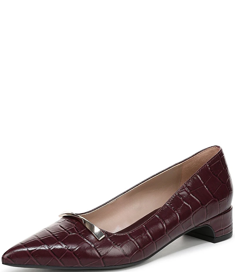 Naturalizer Rumi Croco Embossed Leather Twist Bar Pointed Toe Pumps