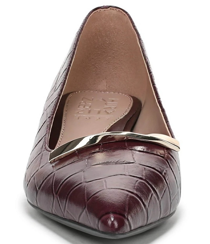 Naturalizer Rumi Croco Embossed Leather Twist Bar Pointed Toe Pumps