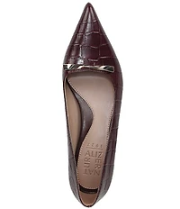 Naturalizer Rumi Croco Embossed Leather Twist Bar Pointed Toe Pumps
