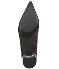 Naturalizer Rumi Croco Embossed Leather Twist Bar Pointed Toe Pumps
