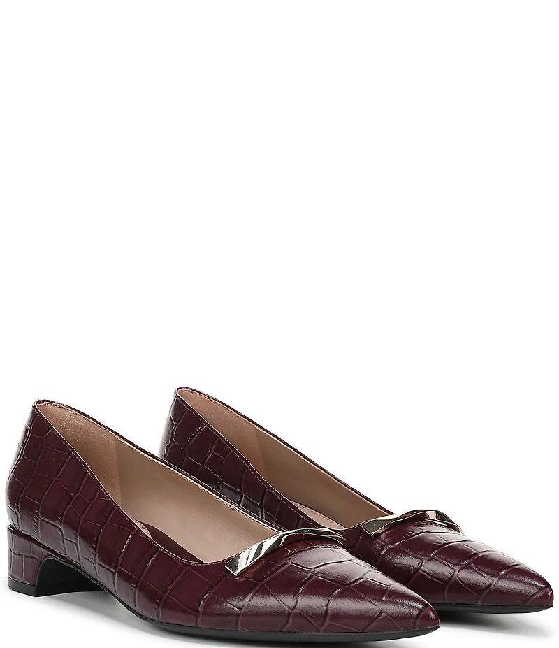 Naturalizer Rumi Croco Embossed Leather Twist Bar Pointed Toe Pumps