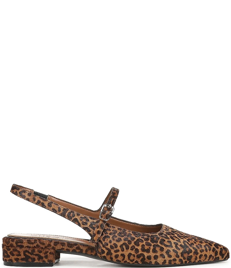 Naturalizer Sadie Leopard Print Calf Hair Slingback Mary Jane Point Toe Flats