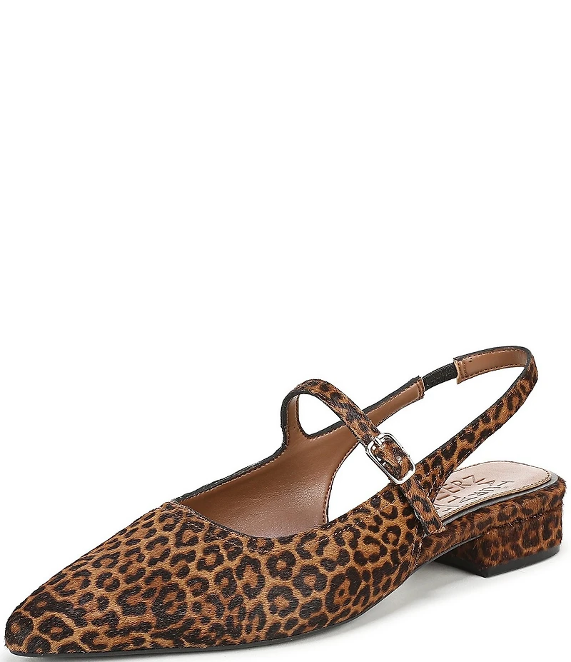 Naturalizer Sadie Leopard Print Calf Hair Slingback Mary Jane Point Toe Flats