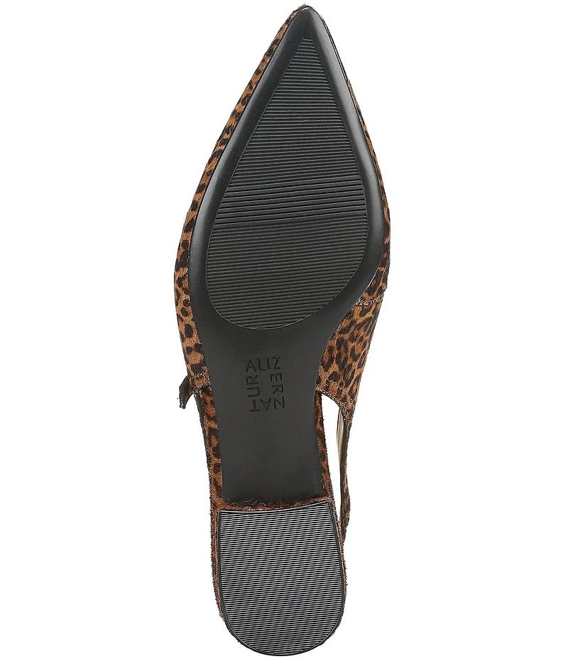 Naturalizer Sadie Leopard Print Calf Hair Slingback Mary Jane Point Toe Flats