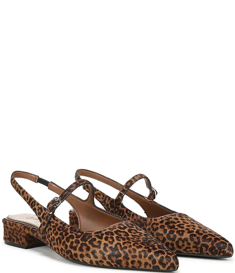 Naturalizer Sadie Leopard Print Calf Hair Slingback Mary Jane Point Toe Flats