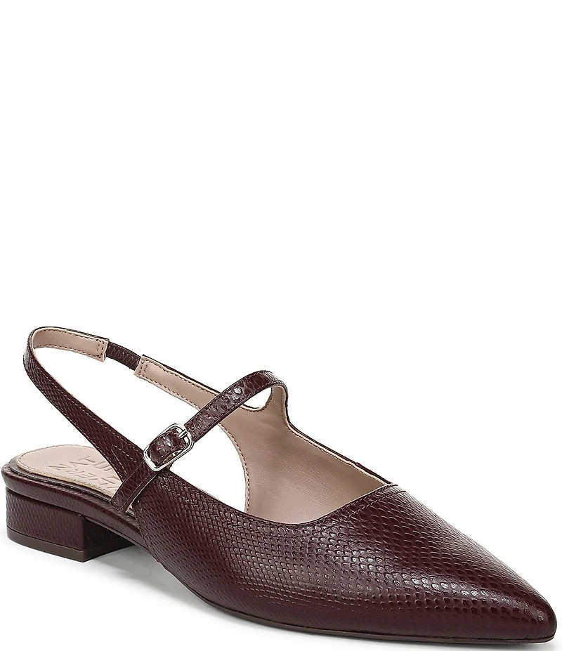 Naturalizer Sadie Snake Embossed Leather Slingback Mary Jane Pointed Flats