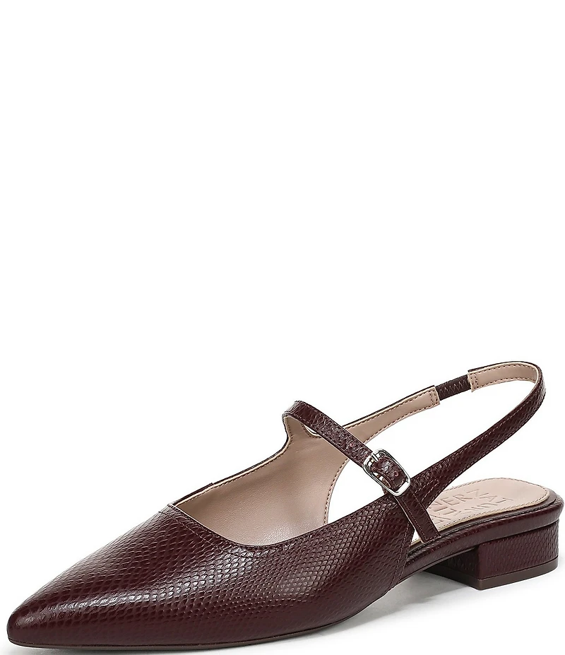 Naturalizer Sadie Snake Embossed Leather Slingback Mary Jane Pointed Flats