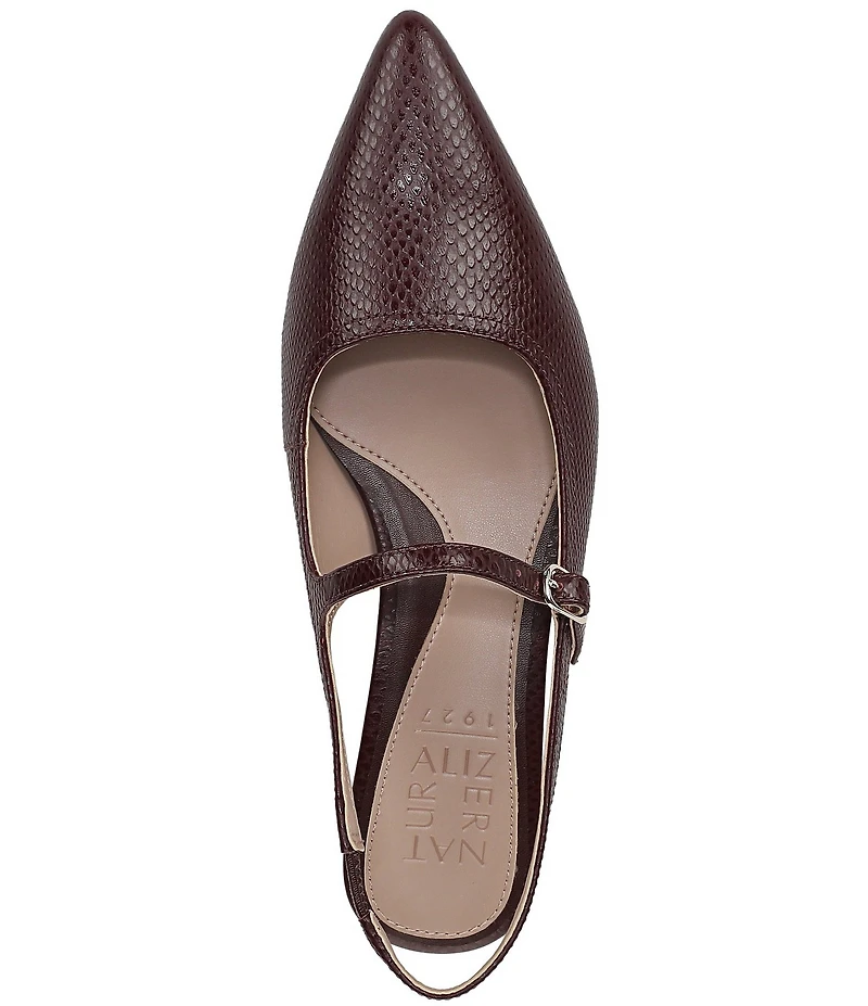 Naturalizer Sadie Snake Embossed Leather Slingback Mary Jane Pointed Flats