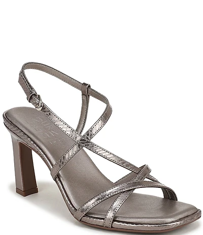 Naturalizer Sanza Metallic Snake Embossed Strappy Dress Sandals