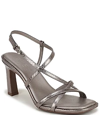 Naturalizer Sanza Metallic Snake Embossed Strappy Dress Sandals