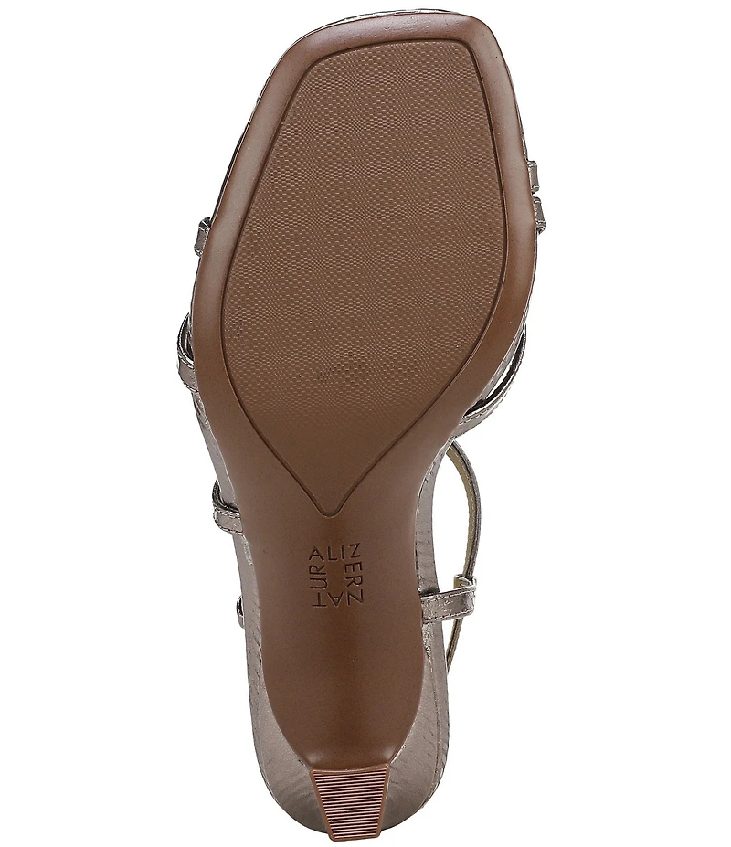 Naturalizer Sanza Metallic Snake Embossed Strappy Dress Sandals