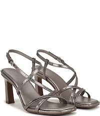 Naturalizer Sanza Metallic Snake Embossed Strappy Dress Sandals