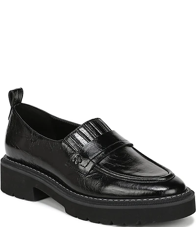 Naturalizer Shawna Crinkle Shiny Leather Penny Loafers