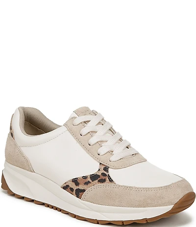 Naturalizer Shay Leather Leopard Detail Lace Up Sneakers