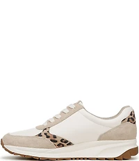 Naturalizer Shay Leather Leopard Detail Lace Up Sneakers