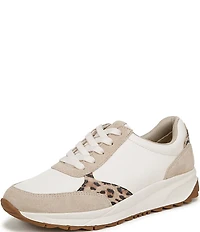 Naturalizer Shay Leather Leopard Detail Lace Up Sneakers