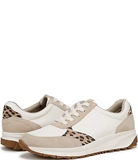 Naturalizer Shay Leather Leopard Detail Lace Up Sneakers