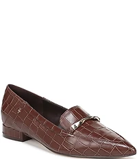 Naturalizer Sheila Croco Embossed Leather Bar Hardware Loafers