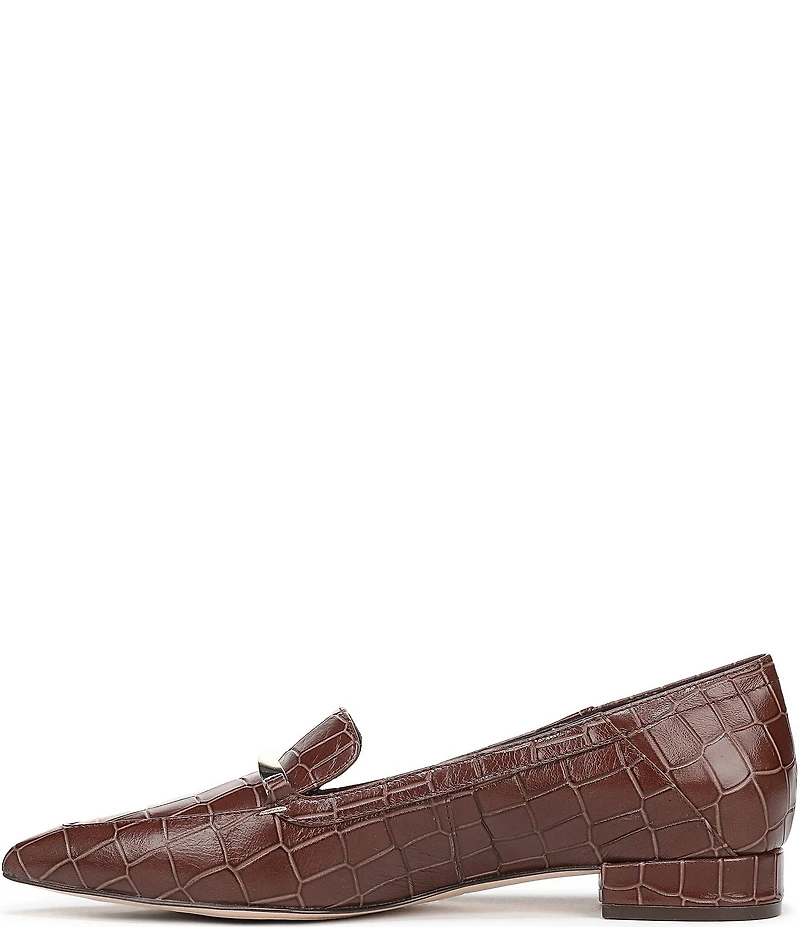 Naturalizer Sheila Croco Embossed Leather Bar Hardware Loafers