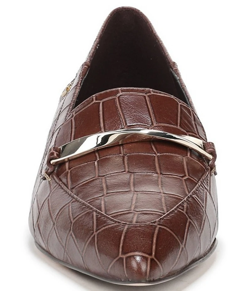 Naturalizer Sheila Croco Embossed Leather Bar Hardware Loafers