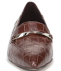 Naturalizer Sheila Croco Embossed Leather Bar Hardware Loafers