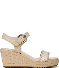 Naturalizer Stella 4 Leather Raffia Ankle Wrap Platform Espadrille Wedge Sandals