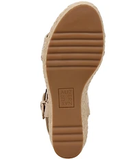 Naturalizer Stella 4 Leather Raffia Ankle Wrap Platform Espadrille Wedge Sandals