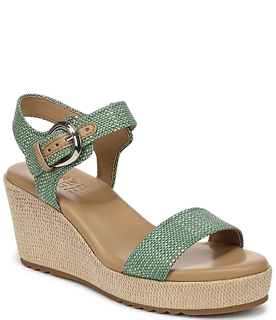 Naturalizer Stella 4 Raffia Ankle Wrap Platform Espadrille Wedge Sandals