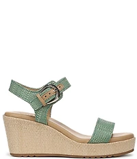 Naturalizer Stella 4 Raffia Ankle Wrap Platform Espadrille Wedge Sandals